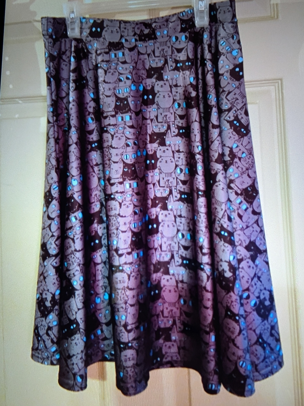 Women’s Purple Cat-Print Skater Skirt